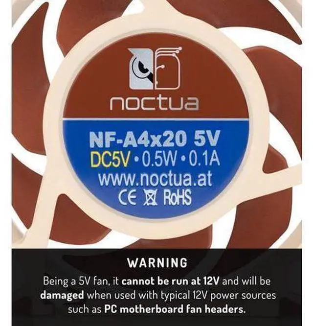 Alt view image 3 of 7 - NF-A4x20 5V, Premium Quiet Fan, 3-Pin, 5V Version (40x20mm, Brown) (Pack of 2)