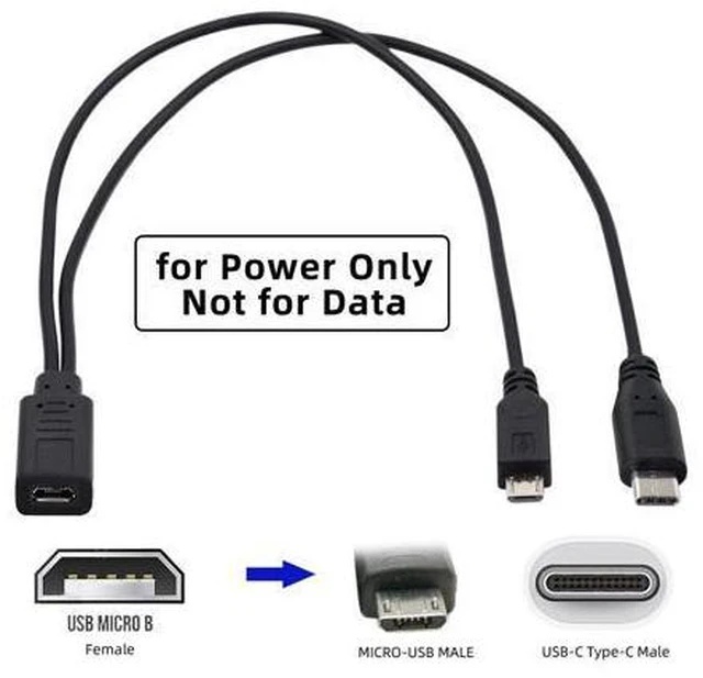 Alt view image 2 of 7 - Micro USB Female to USB-C Type C USB 3.1 & Micro USB Male Splitter Extension Charge Cable UC-004