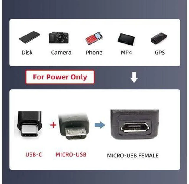 Alt view image 6 of 7 - Micro USB Female to USB-C Type C USB 3.1 & Micro USB Male Splitter Extension Charge Cable UC-004