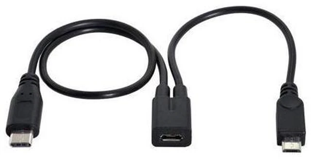 Alt view image 7 of 7 - Micro USB Female to USB-C Type C USB 3.1 & Micro USB Male Splitter Extension Charge Cable UC-004