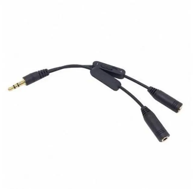 Alt view image 3 of 7 - Black 3.5mm Stereo Male to Double 3.5mm Female Audio Headphone Y Splitter Cable with Volume Switch RC-079