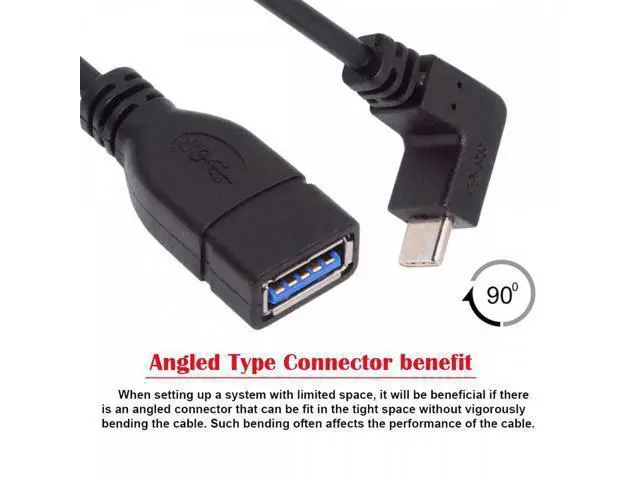 Alt view image 6 of 7 - USB-C USB 3.1 Type-C Male to USB 3.0-A Female 10Gbps OTG Data Power Cable Up Down Angled