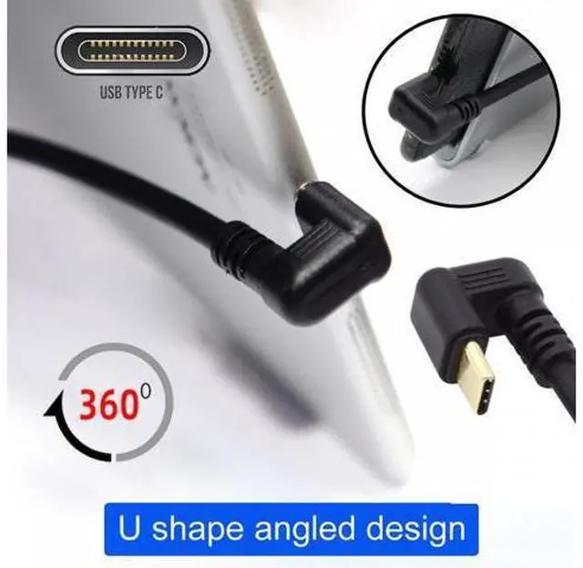 Alt view image 3 of 7 - USB-C USB 3.1 Type-C Male to USB 3.0-A Female 10Gbps OTG Data Power Cable Opposite U Shape Back Angled
