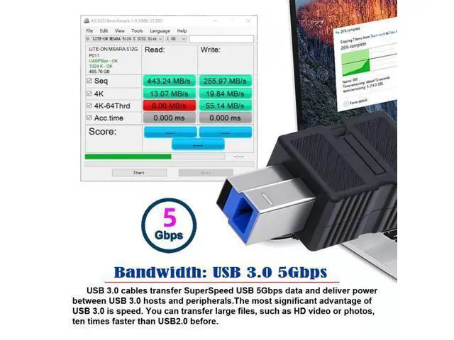Alt view image 4 of 7 - Cable 2pcs/lot USB 3.0 Type-B Male to USB3.0 Type-C Male Female Adapter Extension 5Gbps for Disk SSD Camera Data