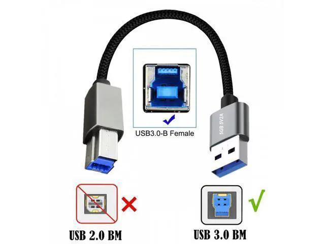 Alt view image 7 of 7 - USB 3.0 Type-A Male to Standard 3.0 B Male Cable Silver 5Gbps for Disk SSD Camera Data 30cm