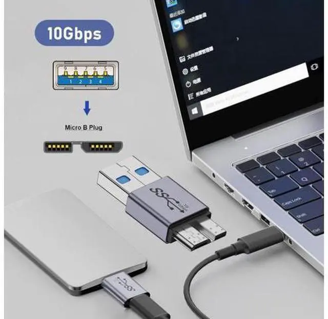 Alt view image 5 of 7 - HKCY USB-C USB 3.1 Type A Male to Micro USB 3.0 Male Data Adapter 10Gbps Data Power for Laptop SSD Disk