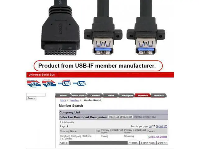 Alt view image 3 of 7 - Cable Ultra Flat Slim Dual Port USB 3.0 Female Type-A Panel Type to Motherboard 20Pin 19Pin Header Cable 50cm