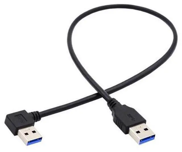 Main image of HKCY Angled USB 3.0 Type-A Male to Straight 3.0 Type-A Male Data 5Gbps Cable 90 Degree Left Angled 40cm