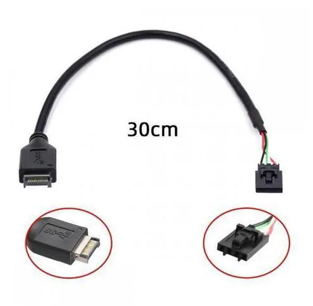 Alt view image 2 of 7 - USB 3.1 Front Panel Header Male Type-E Host to USB 2.0 Motherboard 4pin IDC Housing with Latch Device Cable 30cm