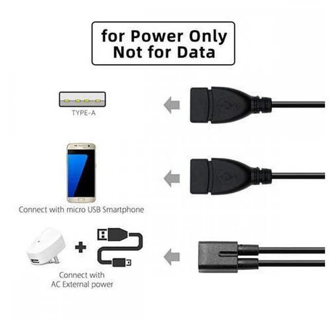 Alt view image 5 of 6 - Type-C USB-C Female DC 5V to Dual USB 2.0 Standard Type-A Female Splitter Extension Charge Cable