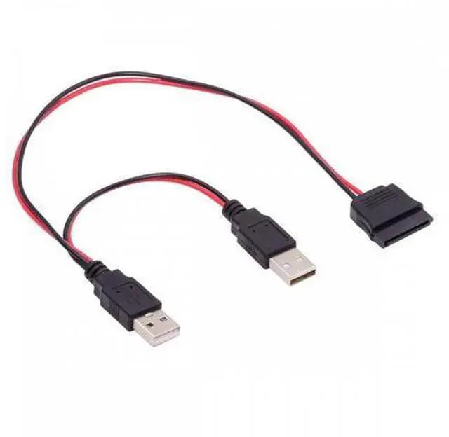 Main image of DC 5V Dual USB to SATA 15Pin Power Cable for 2.5 inch SATA HDD SSD Disk Driver 5V 2A Max
