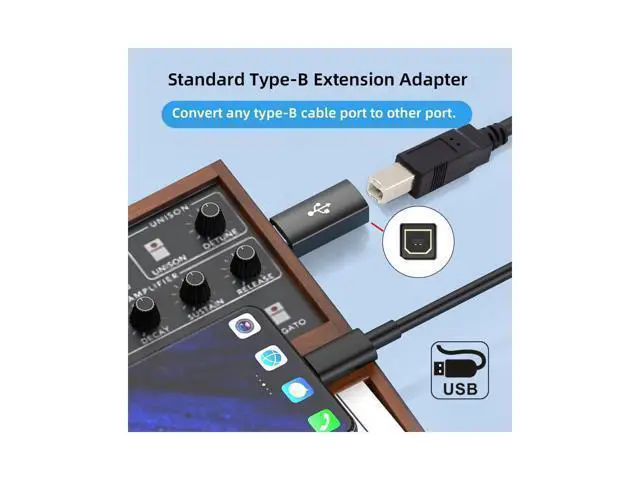 Alt view image 4 of 6 - 2pcs/lot USB 2.0 B Type Female to Type-A & Type-B Male Extension Adapter for Printer Scanner Disk