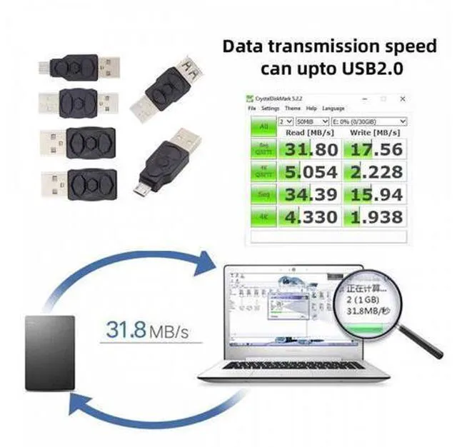 Alt view image 2 of 7 - 6pcs/lot Type-A Micro USB 2.0 Mini USB 5Pin Male to Female Extension Data Power Adapter