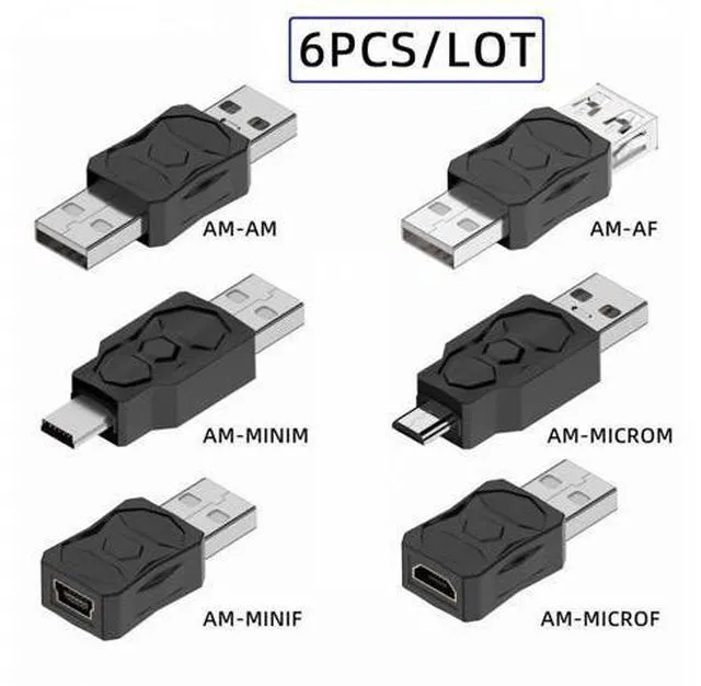 Alt view image 3 of 7 - 6pcs/lot Type-A Micro USB 2.0 Mini USB 5Pin Male to Female Extension Data Power Adapter