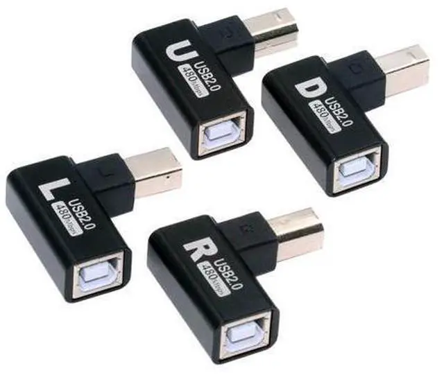 Main image of 4pcs/lot USB 2.0 Type-B Male to Female Extension Adapter Horizontal Vertical Angled 90 Degree for Printer Scanner