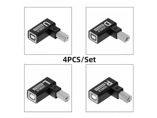 Alt view image 3 of 7 - 4pcs/lot USB 2.0 Type-B Male to Female Extension Adapter Horizontal Vertical Angled 90 Degree for Printer Scanner