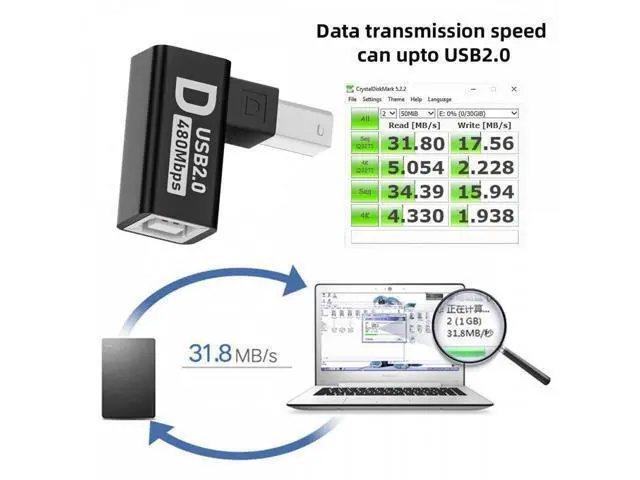 Alt view image 5 of 7 - 4pcs/lot USB 2.0 Type-B Male to Female Extension Adapter Horizontal Vertical Angled 90 Degree for Printer Scanner