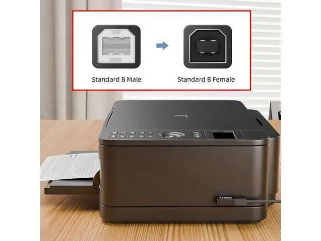 Alt view image 6 of 7 - 4pcs/lot USB 2.0 Type-B Male to Female Extension Adapter Horizontal Vertical Angled 90 Degree for Printer Scanner