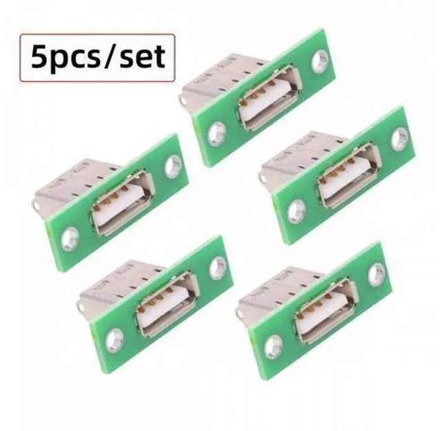 Alt view image 3 of 7 - 5pcs/set DIY OEM USB Type-A Female Socket Connector with Panel Mount Solder Type