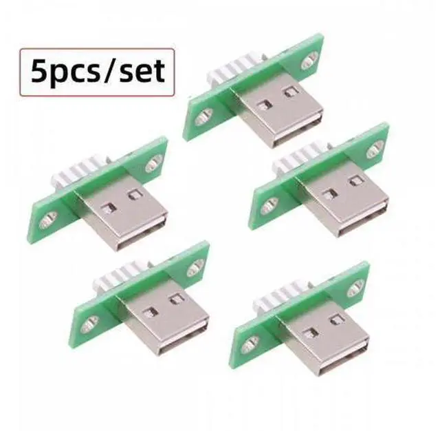 Alt view image 2 of 6 - 5pcs/set DIY OEM USB Type-A Male Plug Connector with Panel Mount Solder Type Reversible Design