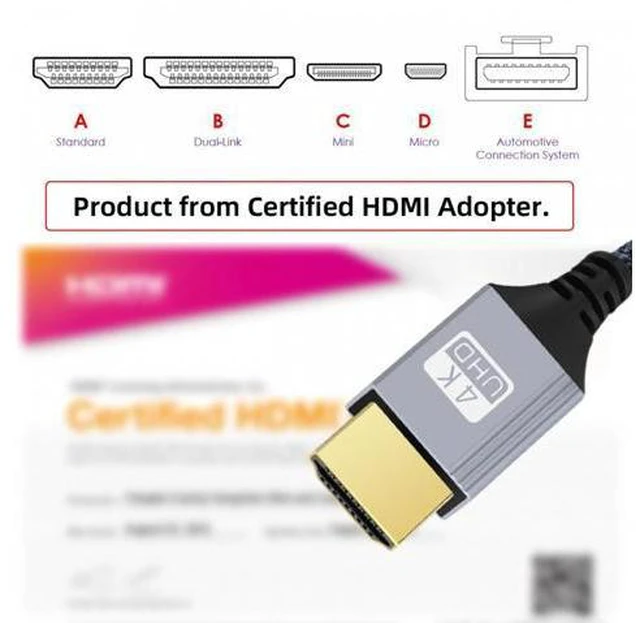 Alt view image 3 of 7 - 0.3m HDMI 2.0 Male to HDMI Type-A Male 4K 60hz Cable with Sleeve Straight Connector for HDTV Computer Laptop Monitor