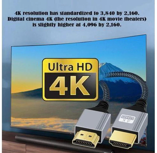 Alt view image 7 of 7 - 0.3m HDMI 2.0 Male to HDMI Type-A Male 4K 60hz Cable with Sleeve Straight Connector for HDTV Computer Laptop Monitor