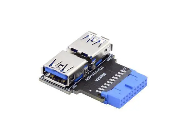 Alt view image 2 of 7 - HKCY Dual USB 3.0 A Type Female to Motherboard 20/19 Pin Box Header Slot Adapter 5Gbps Horizontal Type PCBA