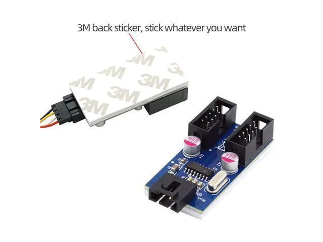 Alt view image 7 of 7 - HKCY USB 2.0 Type-A Male 1 to 2 Female Motherboard 9pin Header Extension HUB Connector Adapter Port Multilier