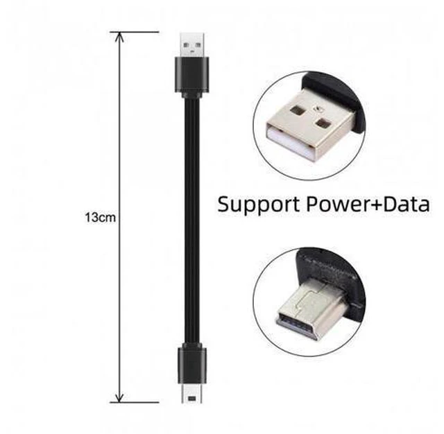 Alt view image 7 of 7 - HKCY U2-042-BK-0.13M 13cm USB 2.0 Type-A Male to Mini 5Pin USB Male Male Data Flat Slim FPC Cable for FPVDiskPhone