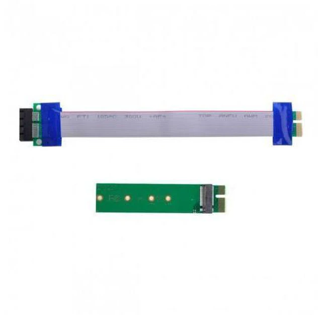 Alt view image 2 of 7 - HKCY EP-051+SA-002 NGFF M-key NVME AHCI SSD to PCI-E 3.0 1x x1 Vertical Adapter with Cable Male to Female Extension