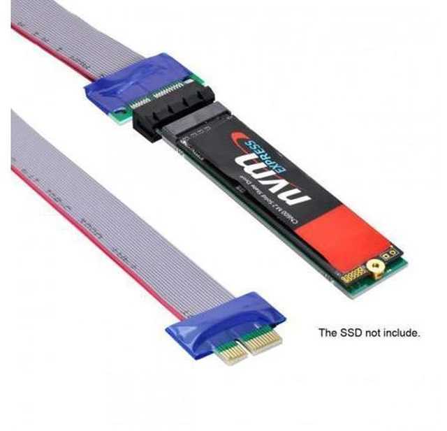 Alt view image 5 of 7 - HKCY EP-051+SA-002 NGFF M-key NVME AHCI SSD to PCI-E 3.0 1x x1 Vertical Adapter with Cable Male to Female Extension