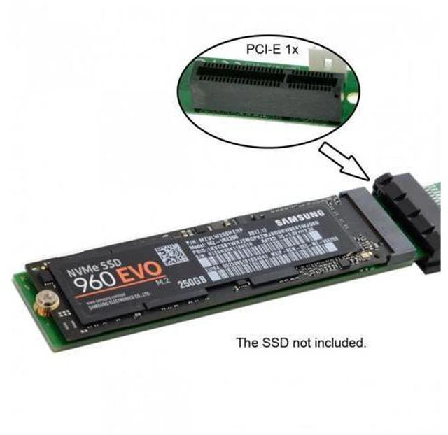 Alt view image 7 of 7 - HKCY EP-051+SA-002 NGFF M-key NVME AHCI SSD to PCI-E 3.0 1x x1 Vertical Adapter with Cable Male to Female Extension