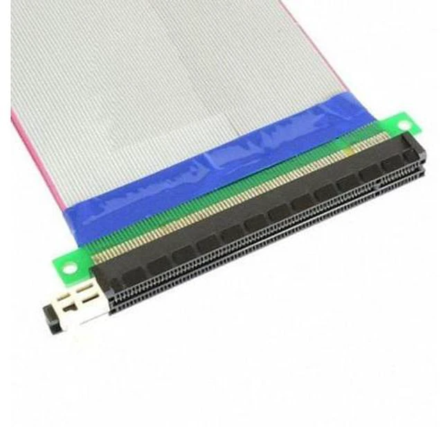 Alt view image 2 of 7 - SM PCI-E Express 16X to 16x Male to Female Riser Extender Card Ribbon Cable 20cm