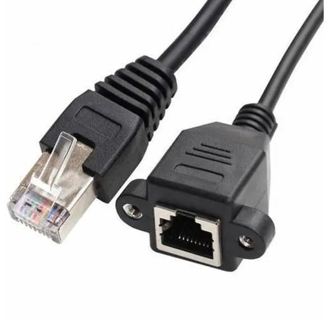 Main image of 30cm 8P8C FTP STP UTP Cat 5e Male to Female Lan Ethernet Network Extension Cable with Panel Mount Holes