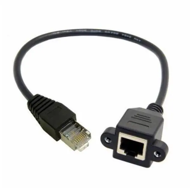 Alt view image 2 of 7 - 30cm 8P8C FTP STP UTP Cat 5e Male to Female Lan Ethernet Network Extension Cable with Panel Mount Holes