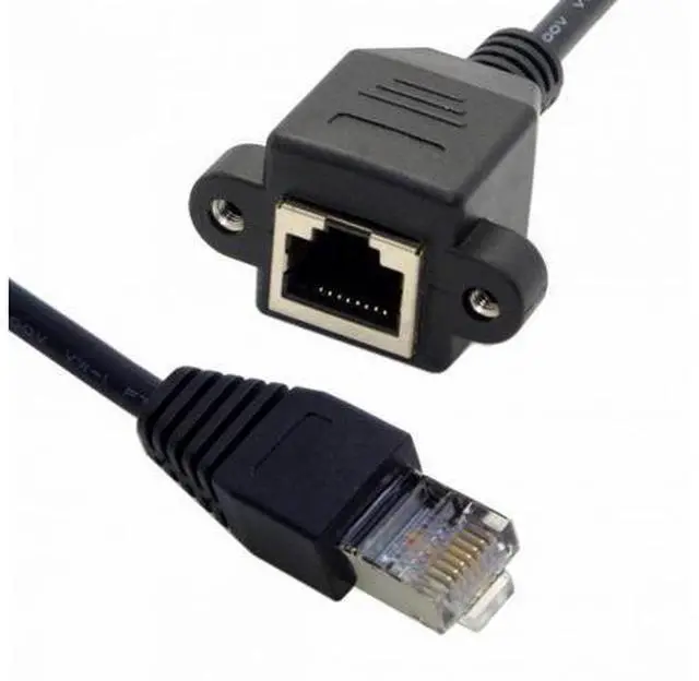 Alt view image 5 of 7 - 30cm 8P8C FTP STP UTP Cat 5e Male to Female Lan Ethernet Network Extension Cable with Panel Mount Holes