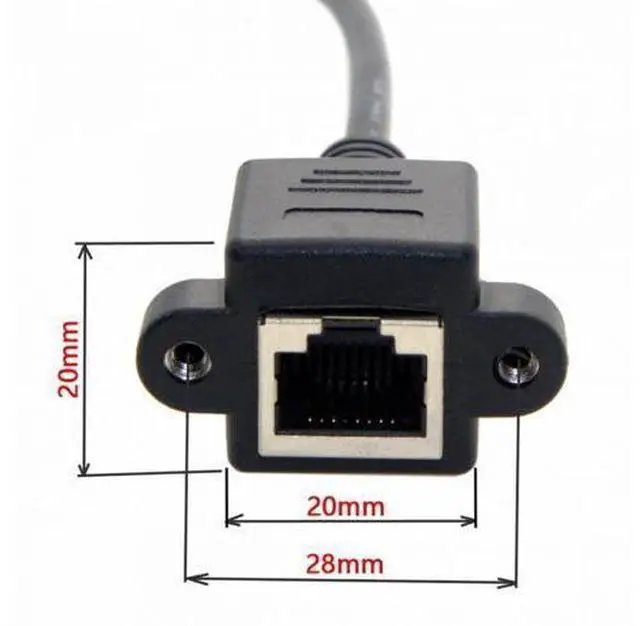 Alt view image 6 of 7 - 30cm 8P8C FTP STP UTP Cat 5e Male to Female Lan Ethernet Network Extension Cable with Panel Mount Holes