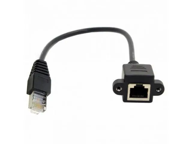 Alt view image 7 of 7 - 30cm 8P8C FTP STP UTP Cat 5e Male to Female Lan Ethernet Network Extension Cable with Panel Mount Holes