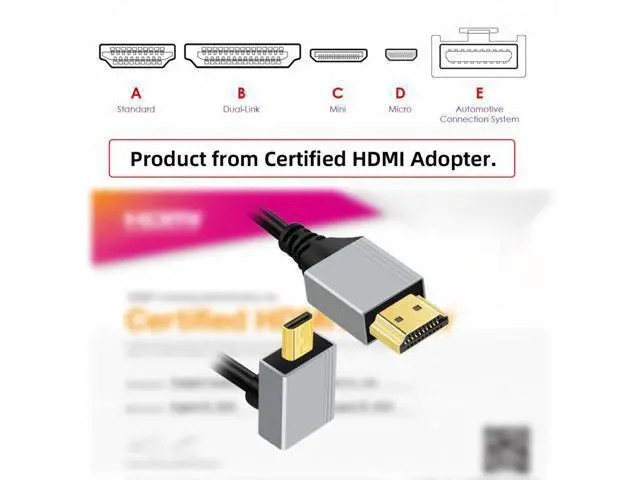 Alt view image 3 of 7 - 90 Degree Up Angled Micro HDMI 2.1 Ultra Thin HDTV Cable 8K 4K Hyper Super Flexible Slim Cord Type-A to Type-D for Camera HDTV