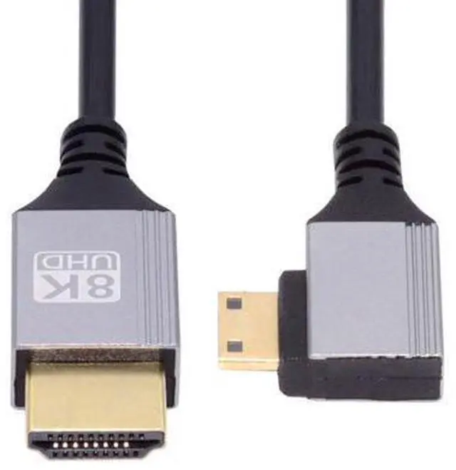 Main image of 90 Degree Right Angled Mini HDMI 2.1 Ultra Thin HDTV Cable 8K 4K Hyper Super Flexible Slim Cord Type-A to Type-C for Camera HDTV