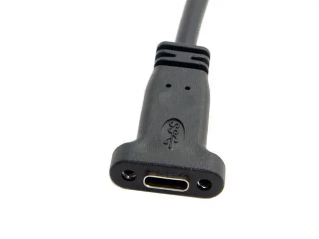Alt view image 2 of 6 - SM USB-C USB 3.1 Type C Female to USB 3.0 A Male Data Cable 20cm with Panel Mount Screw Hole