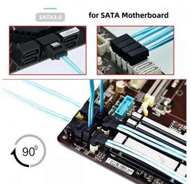 Alt view image 5 of 7 - Chenyang 4pcs/lot 90 Degree Angled Type Internal 4-SATA Host to 4SATA 7pin Target Disk 6Gbps Data Server Cable 25cm