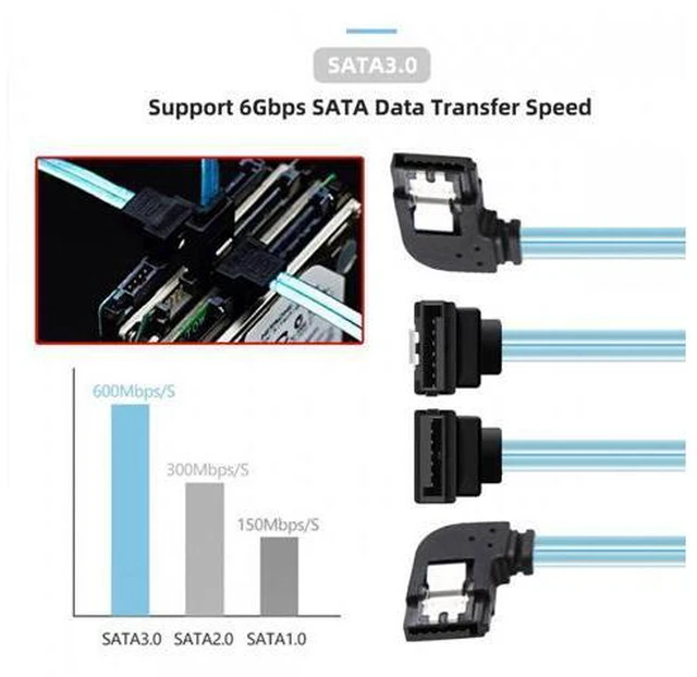 Alt view image 7 of 7 - Chenyang 4pcs/lot 90 Degree Angled Type Internal 4-SATA Host to 4SATA 7pin Target Disk 6Gbps Data Server Cable 25cm