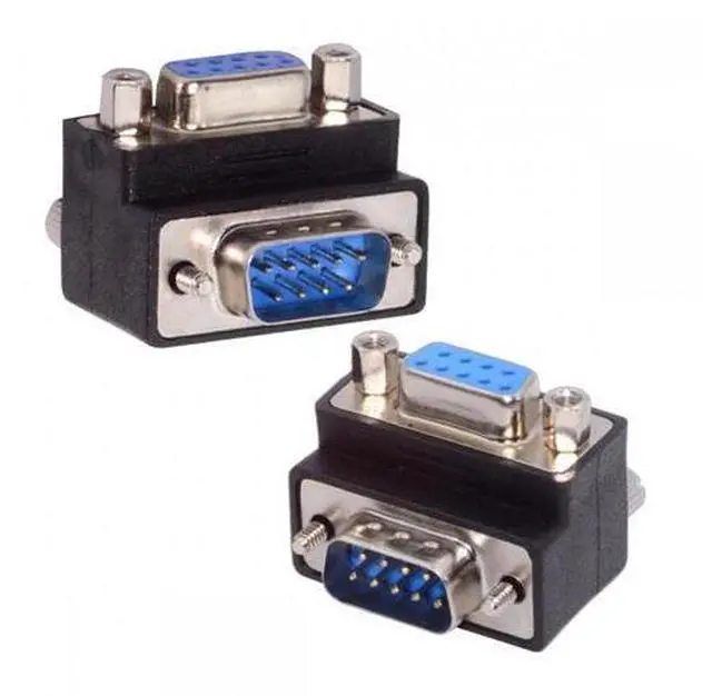 Main image of Cable 2pcs/lot Up & Down Angled 90 Degree RS232 D-Sub 9Pin Screw Type Male to Female Nut Type Extension Adapter