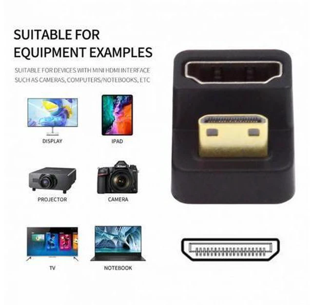 Alt view image 4 of 7 - 360 Degree Down Opposite U Shape Back Angled Mini HDMI 1.4 Male to HDMI Female Extension Adapter Converter
