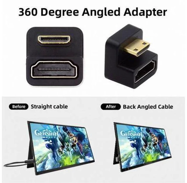 Alt view image 5 of 7 - 360 Degree Down Opposite U Shape Back Angled Mini HDMI 1.4 Male to HDMI Female Extension Adapter Converter