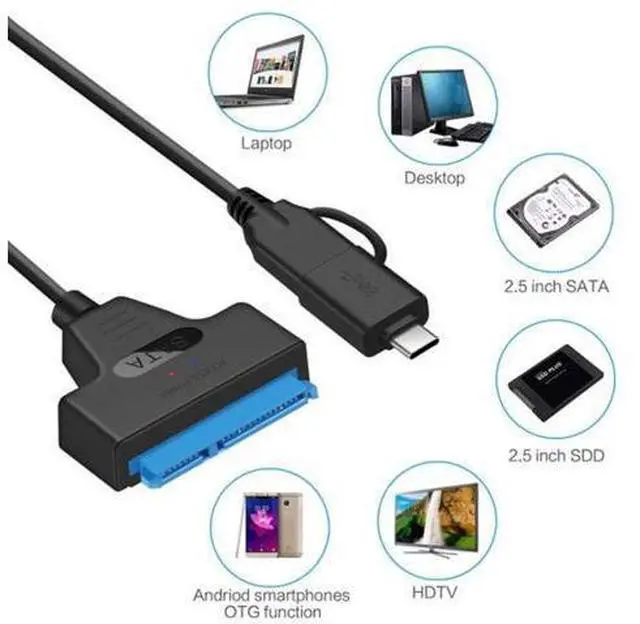 Alt view image 2 of 7 - SM Type C & USB 3.0 Male to SATA 22 Pin 2.5" Hard disk driver SSD Adapter Cable for Macbook & Laptop