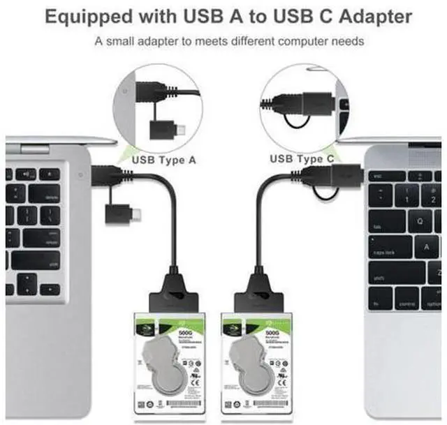 Alt view image 4 of 7 - SM Type C & USB 3.0 Male to SATA 22 Pin 2.5" Hard disk driver SSD Adapter Cable for Macbook & Laptop
