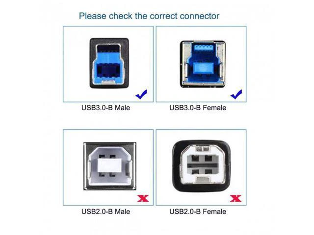 Alt view image 7 of 7 - SM Dual Thumbscrews USB 3.0 Back Panel Mount B Male to Female B Type Extension Cable 0.5m