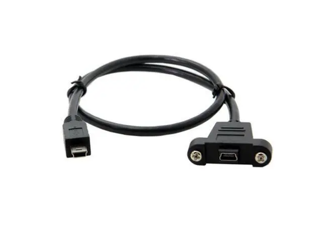 Alt view image 7 of 7 - SM Panel Mount Type Mini USB 5Pin Male to Female Extension Adapter Cable with Screws 50cm